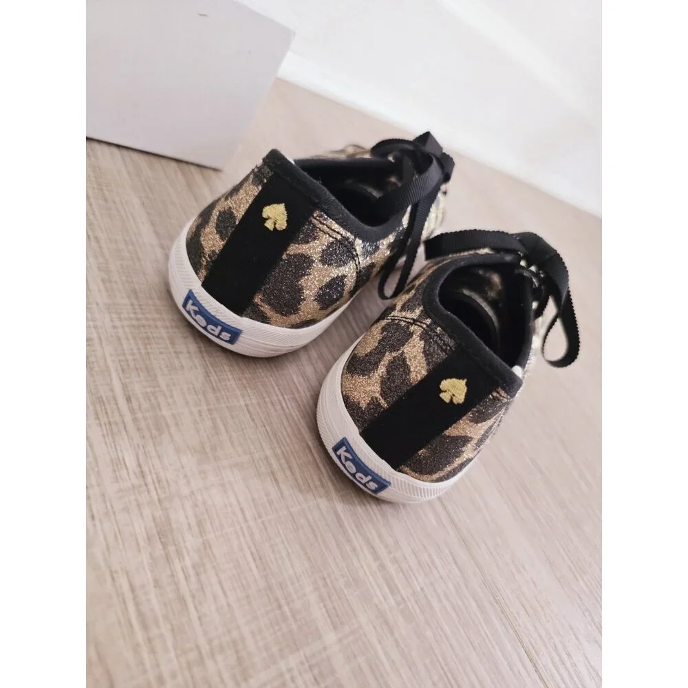 Keds Kate Spade Kickstart Animal Leopard Print Glitter Sneakers Shoes 5 Womens